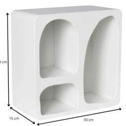 3 vakkenkast Zaha organic - MDF - wit - 30x30x15 cm