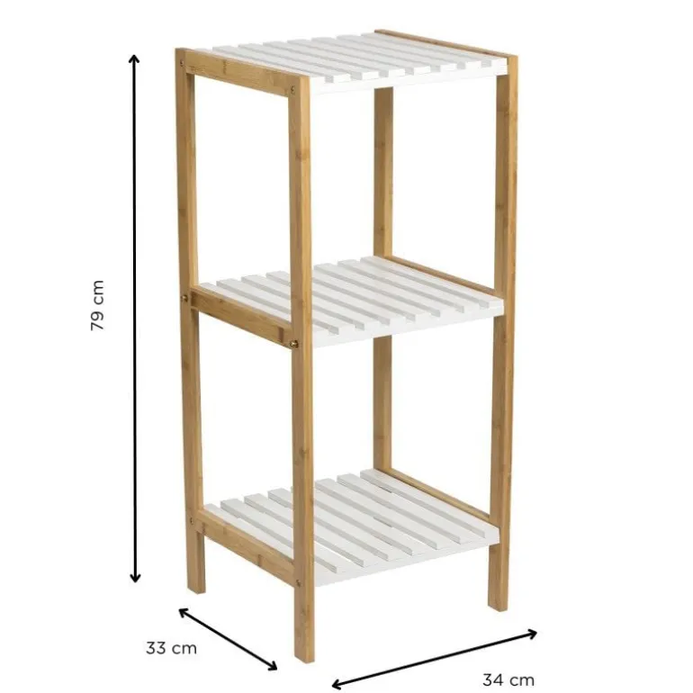 Badkamerrek - naturel/wit - 79x34x33 cm