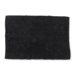 Badmat chenille - zwart - 40x60 cm