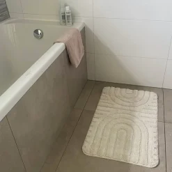 Badmat Lijnen - wit - 50x70 cm