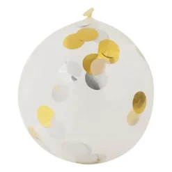 Ballon confetti - goud/wit - set van 6