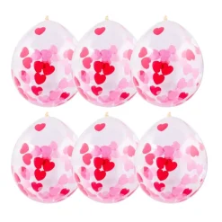 Ballon confetti - hartjes - set van 6