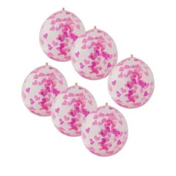 Ballon confetti - roze/wit - set van 6