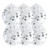 Ballonnen confetti - zilver - set van 6