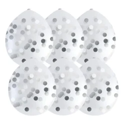 Ballonnen confetti - zilver - set van 6