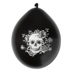 Ballonnen Day of the Dead - zwart/wit - set van 6