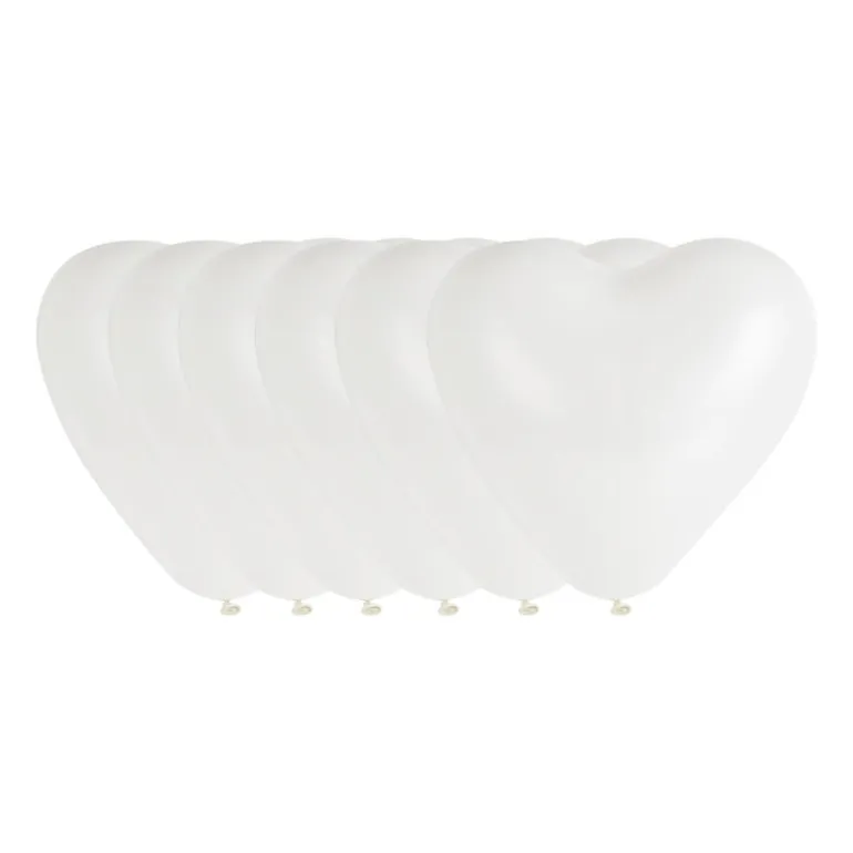 Ballonnen hartvorm - wit - 6 stuks