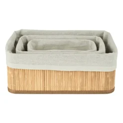 Bamboe manden met voering - 3 stuks