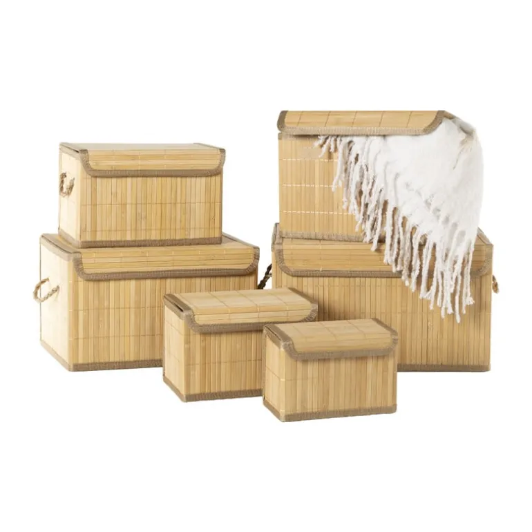 Bamboe mandenset - bruin - set van 6