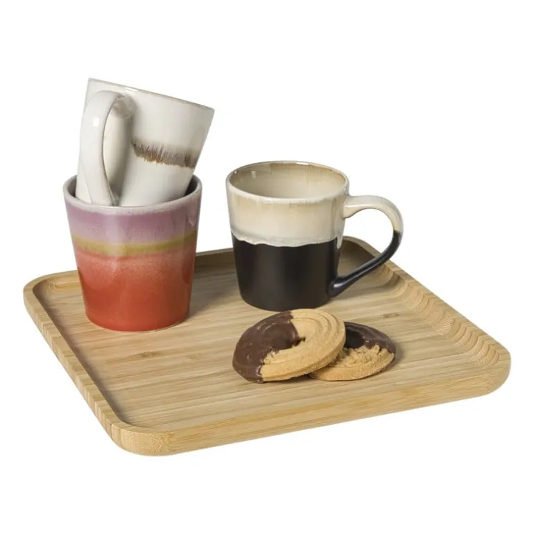 Bamboe tray vierkant - bruin - 1.8x24.5x24.5 cm