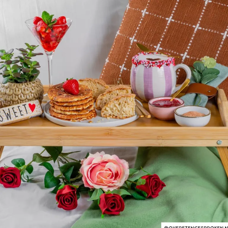 Bed dienblad - bamboe - 31x58x22 cm