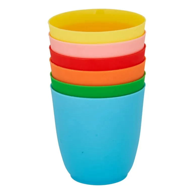 Bekers - multikleur - kunststof - ø8 cm - set van 6