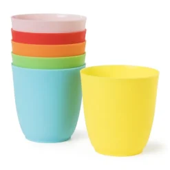 Bekers - multikleur - kunststof - ø8 cm - set van 6
