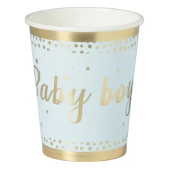 Bekers baby boy - papier - blauw/goud - set van 8