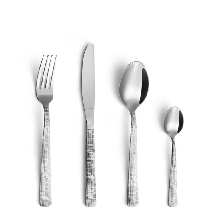 Bestekset Amefa Linen - zilverkleurig - 24-delig - 6 persoons