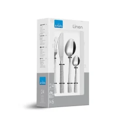 Bestekset Amefa Linen - zilverkleurig - 24-delig - 6 persoons