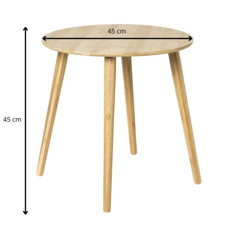 Bijzettafel bamboe Manou - naturel - ø45x45 cm