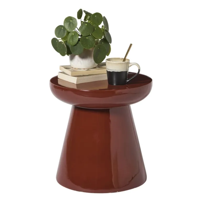 Bijzettafel Calvin - bordeauxrood - ø35x35 cm