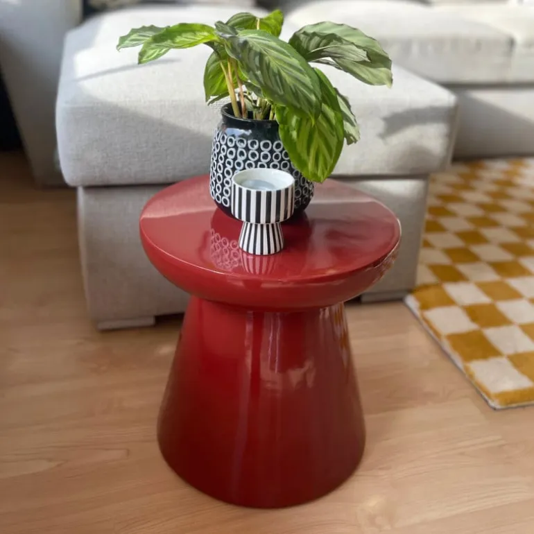 Bijzettafel Calvin - bordeauxrood - ø35x35 cm