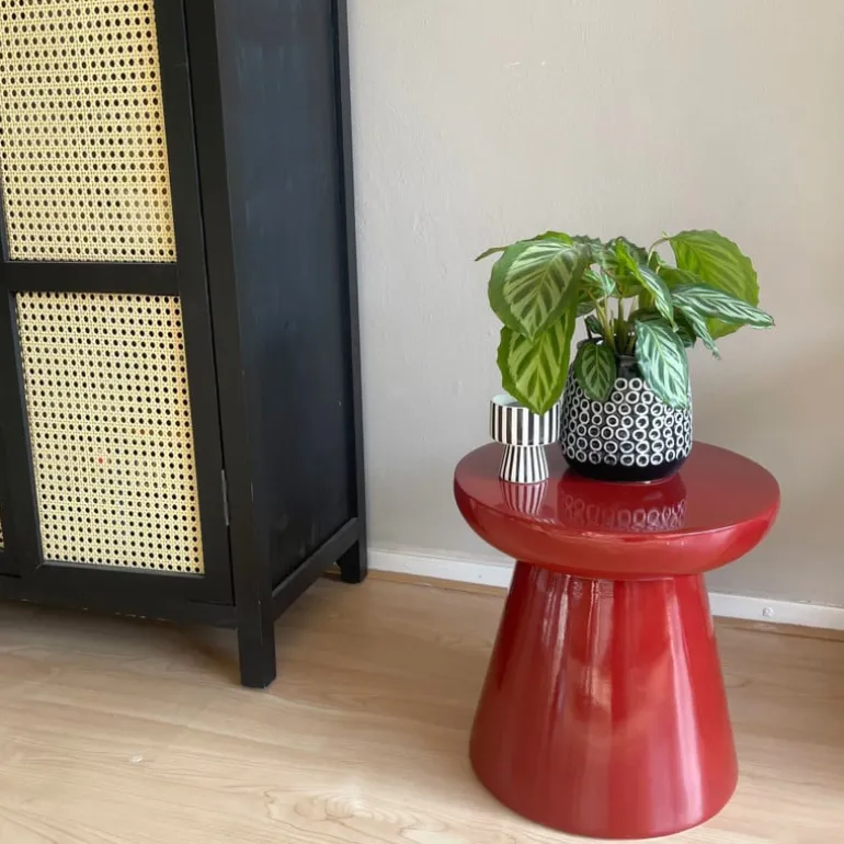 Bijzettafel Calvin - bordeauxrood - ø35x35 cm