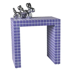 Bijzettafel checks - paars - 48x48x32 cm