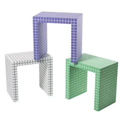 Bijzettafel checks - paars - 48x48x32 cm