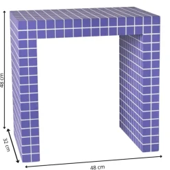 Bijzettafel checks - paars - 48x48x32 cm