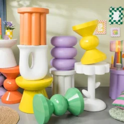 Bijzettafel diabolo - geel - ø33x50 cm