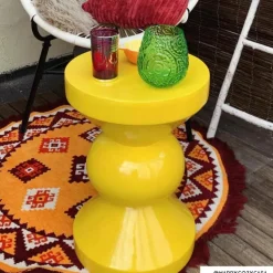 Bijzettafel diabolo - geel - ø33x50 cm