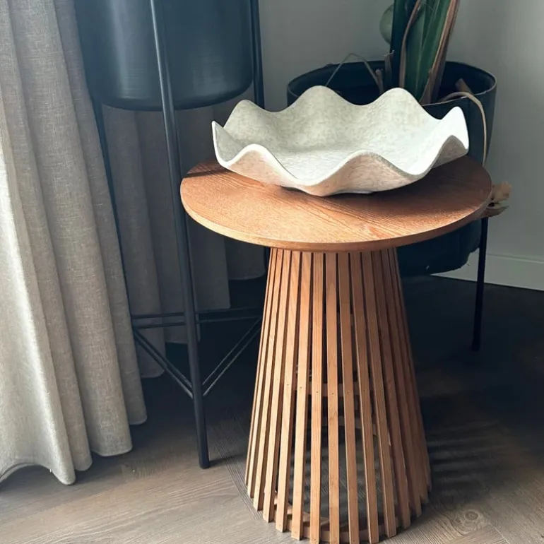 Bijzettafel Japandi rond - bruin - ø40x50 cm