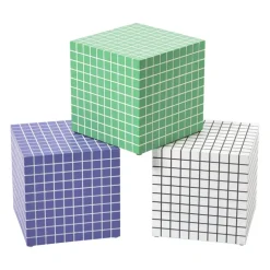 Bijzettafel kubus checks - wit - 30x30x30 cm