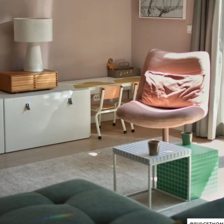 Bijzettafel kubus checks - groen - 30x30x30 cm