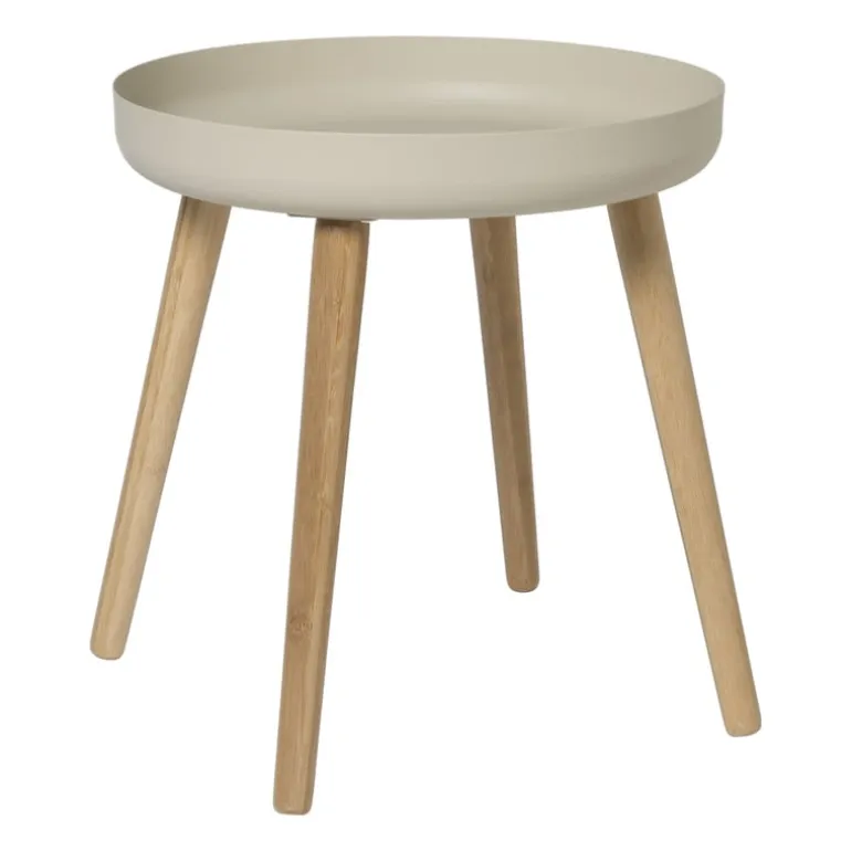 Bijzettafel Nordic - wit/naturel - ø40x43 cm