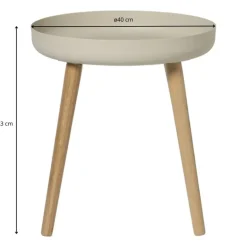 Bijzettafel Nordic - wit/naturel - ø40x43 cm
