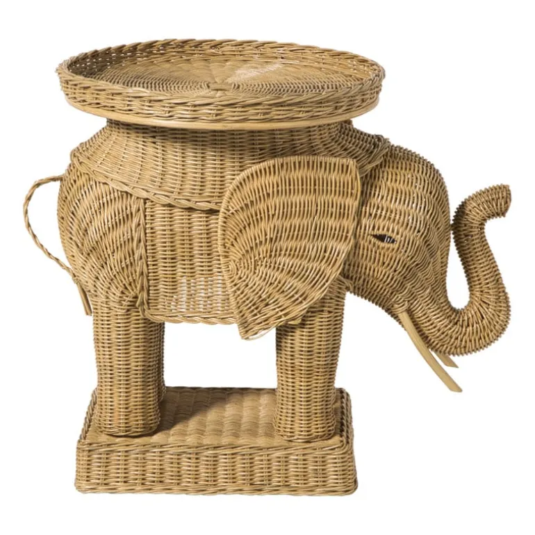 Bijzettafel olifant - rotan - 65x55x45 cm