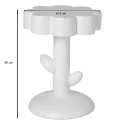 Bijzettafel pop-art flower - wit - ø45x59 cm