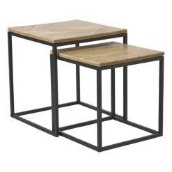 Bijzettafeltjes visgraat - bruin/zwart - set van 2