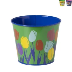 Bloempot met bloemetjes - diverse varianten - ø12x10 cm