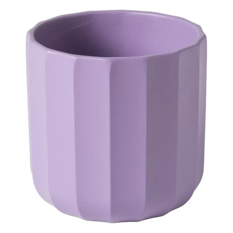 Bloempot streep - paars - ø11.5x11 cm