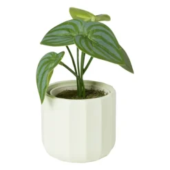 Bloempotje streep - groen - ø7x6.5 cm