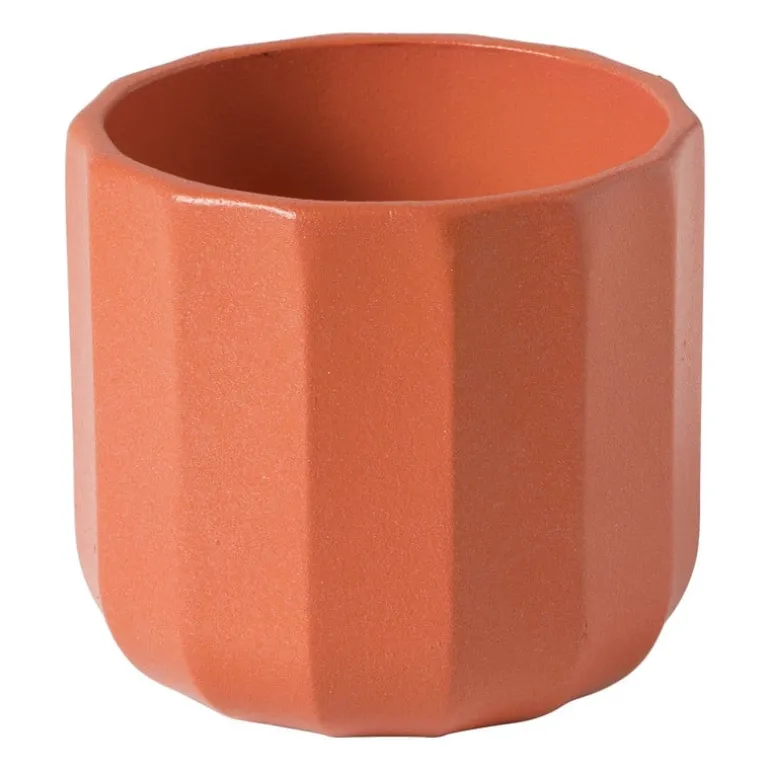 Bloempotje streep - rood - ø7x6.5 cm