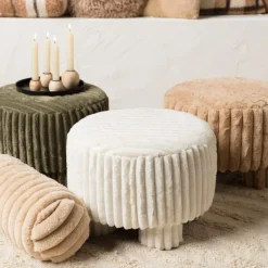 Bolster kussen rib - beige - ø15x45 cm