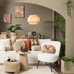 Bolster kussen ruit - bruin - ø15x42 cm