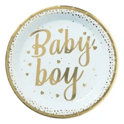 Bord baby boy - blauw/goudkleurig - set van 8