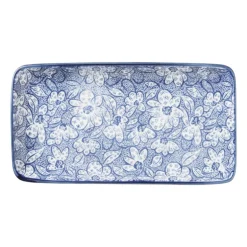 Bord blue print - botanic - 20x11 cm