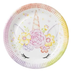 Bord Unicorn - set van 8 - ø23 cm