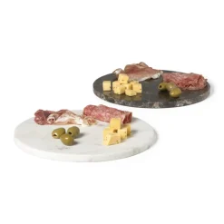 Borrelplank marmer rond - bruin - ø28x1.5 cm