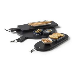 Borrelplankje acacia ovaal zwart- 42x15 cm