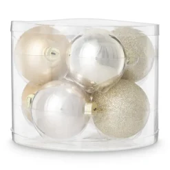 Box met kerstballen - goudkleurig - ø7 cm - set van 8
