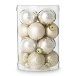Box met kerstballen - goudkleurig - ø4 cm - set van 16
